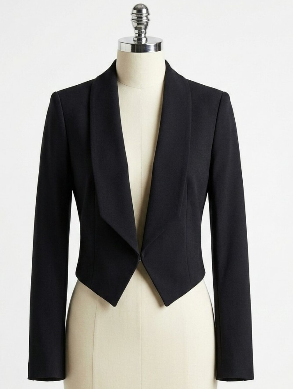 H&M Black Cropped Tuxedo Blazer Jacket Size 4 Structured